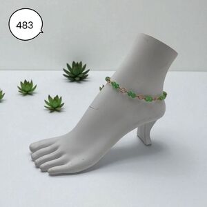 Handmade Green Beaded Anklet